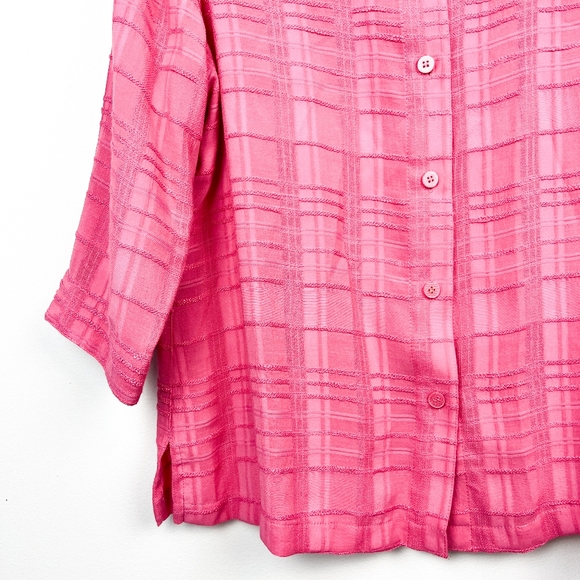 Pink Button-Up Textured Blouse - Picture 6 of 8